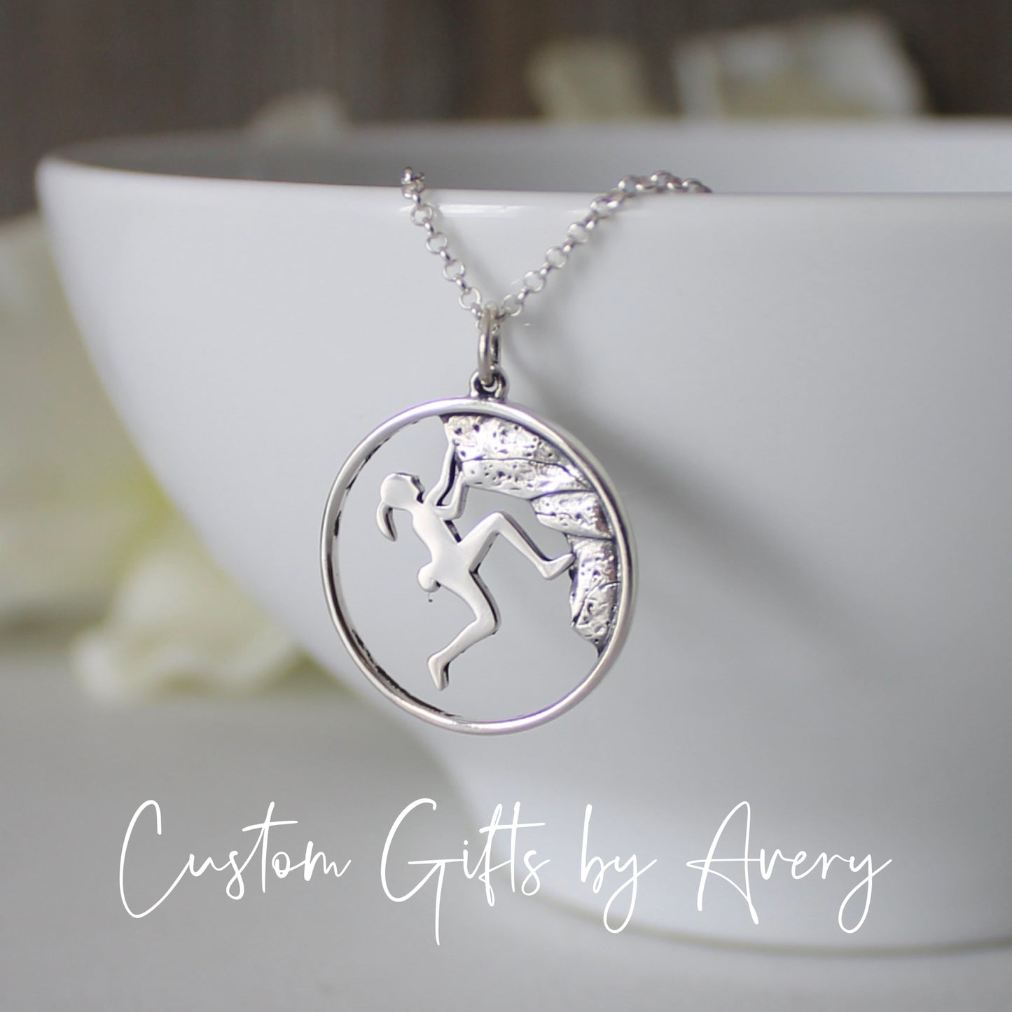 Sterling Silver Rock Climbing Necklace