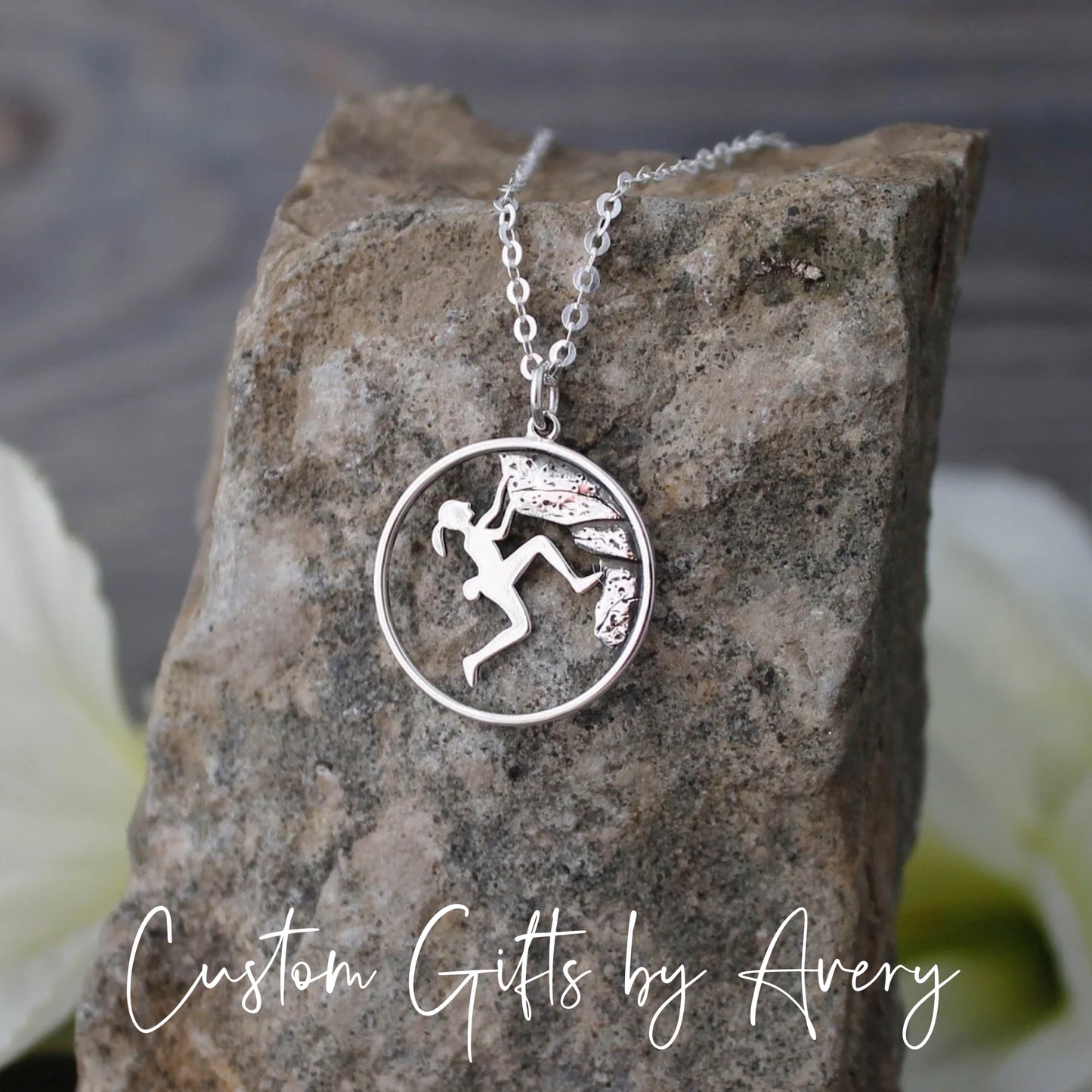 Sterling Silver Rock Climbing Necklace