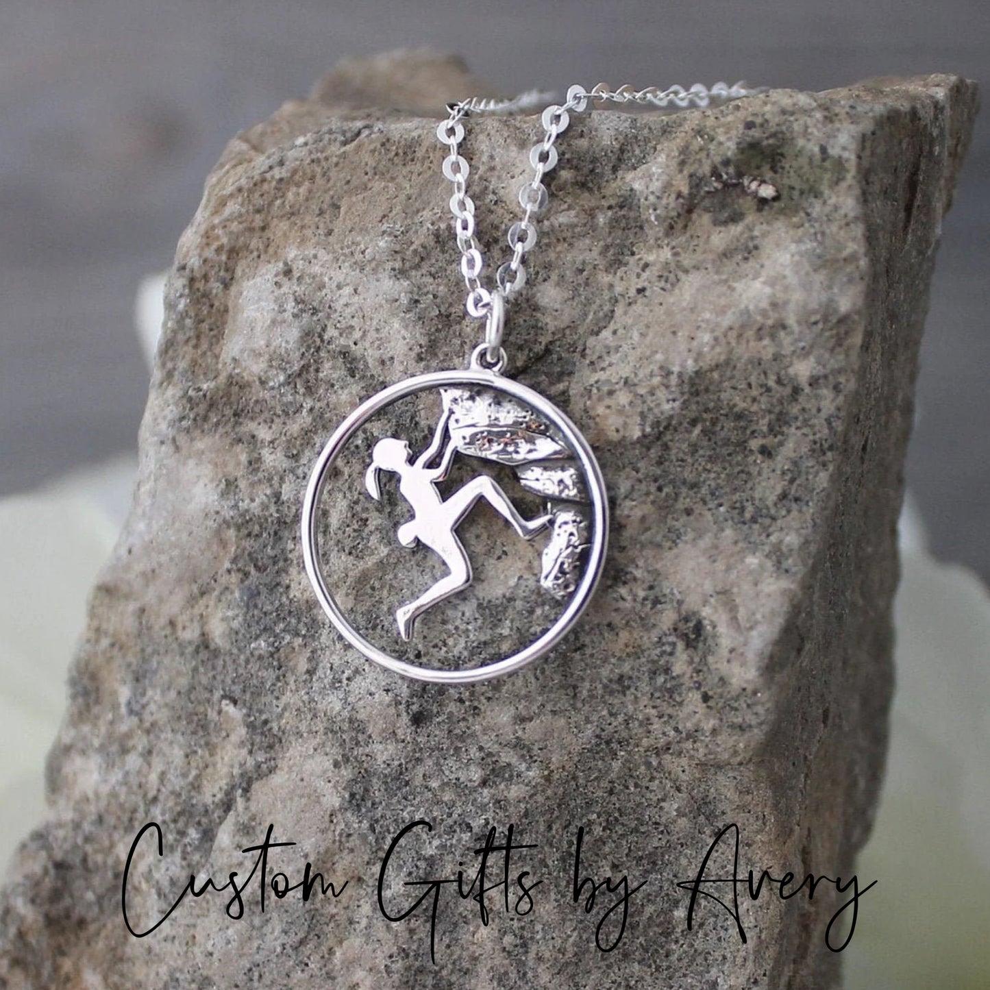 Sterling Silver Rock Climbing Necklace