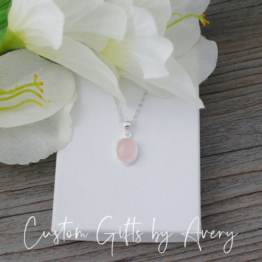 Sterling Silver & Rose Quartz Necklace
