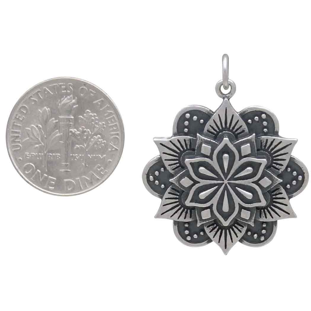 Sterling Silver Flower Mandala Necklace