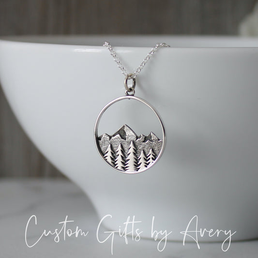 Sterling Silver Forest Mountain Necklace