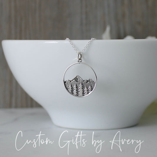 Sterling Silver Forest Mountain Necklace