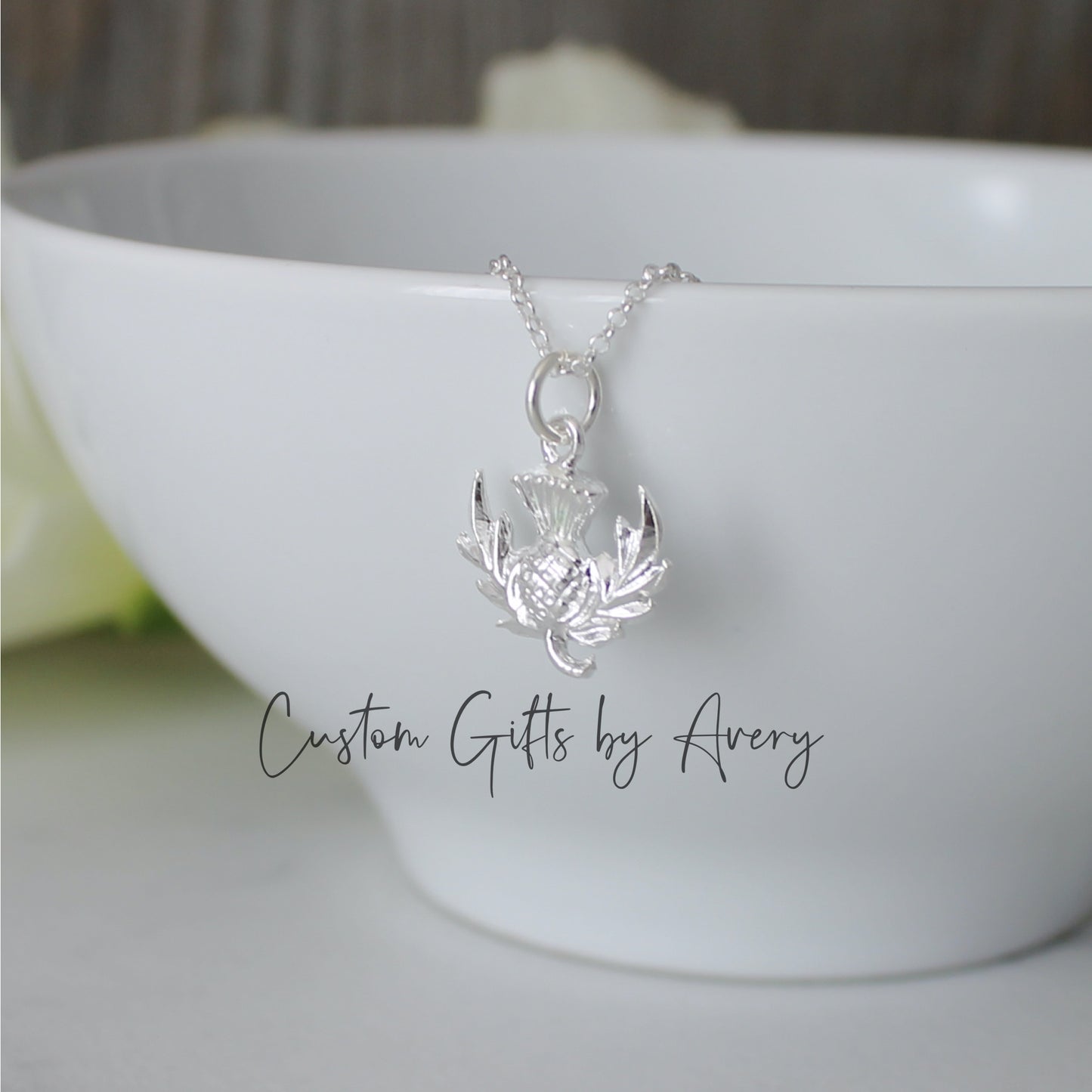 Sterling Silver Scottish Thistle Necklace