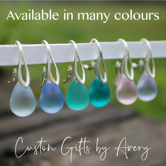 Lavender Cultured Sea Glass & Sterling Silver Teardrop Earrings