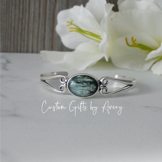 Sterling Silver & Seraphinite Adjustable Cuff Bracelet