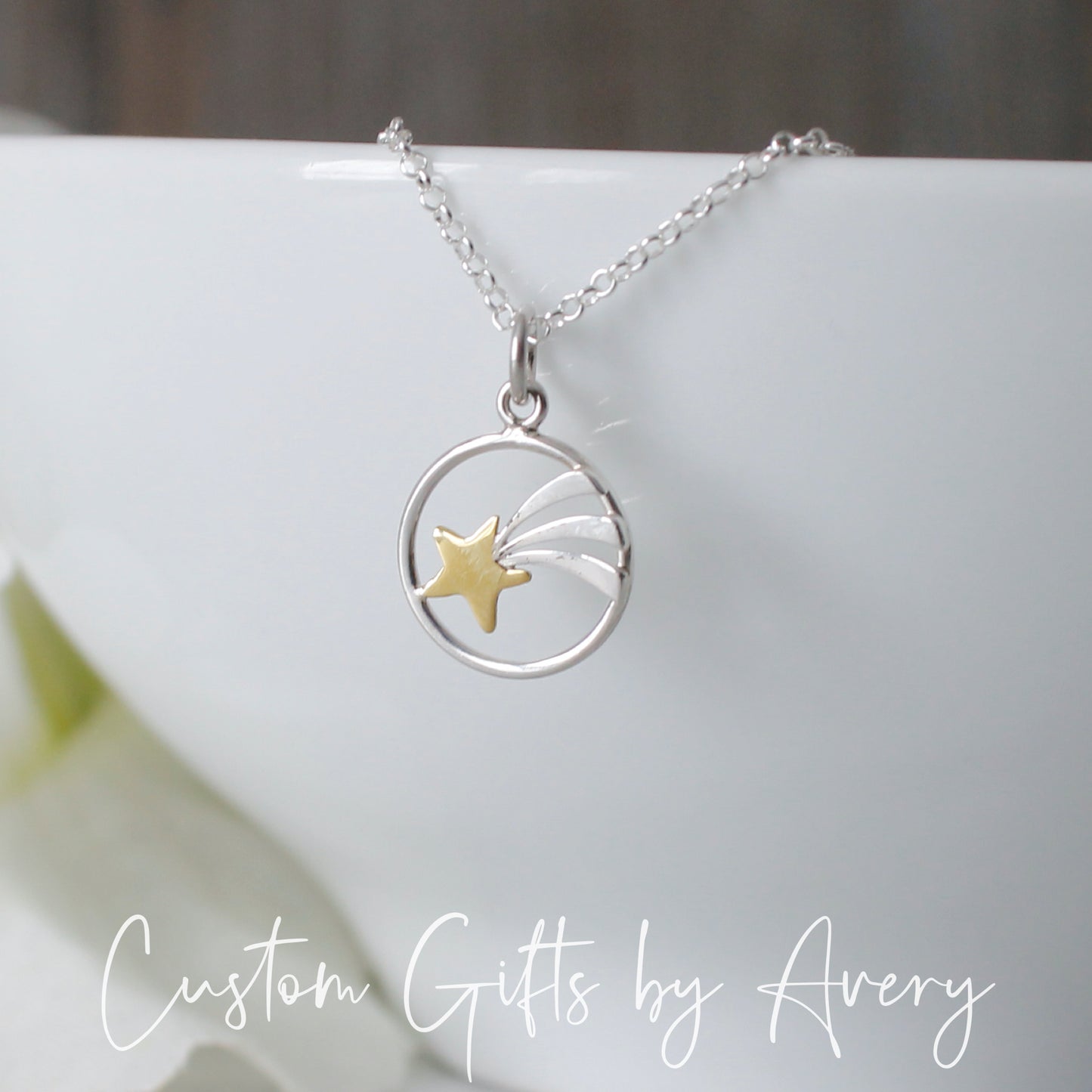 Sterling Silver and Bronze Shooting Star Necklace