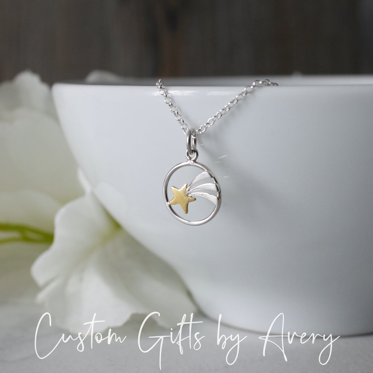 Sterling Silver and Bronze Shooting Star Necklace