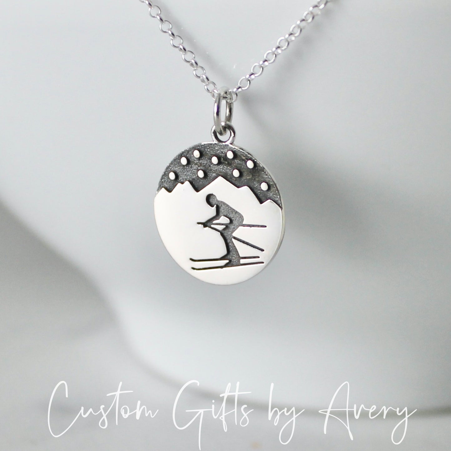 Sterling Silver Skier Necklace