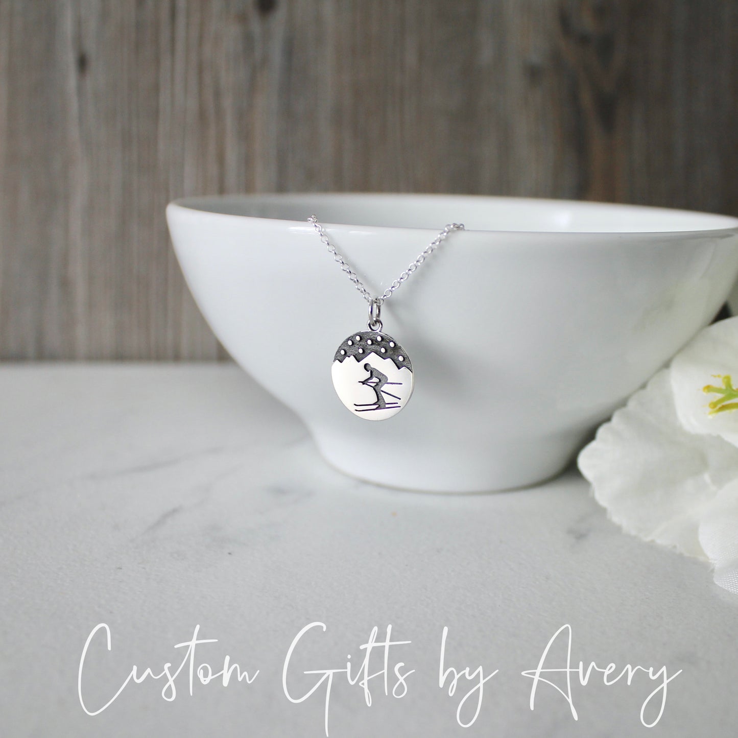 Sterling Silver Skier Necklace