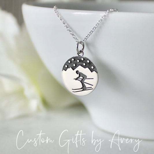 Sterling Silver Skier Necklace