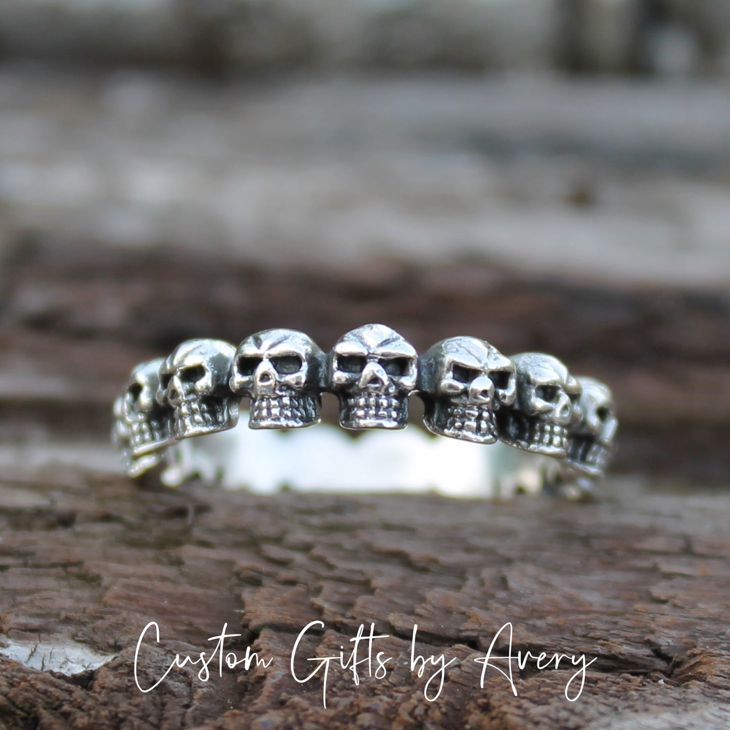 Sterling Silver 3D Skulls Ring