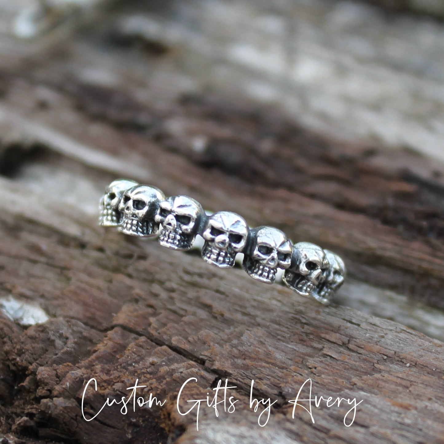 Sterling Silver 3D Skulls Ring