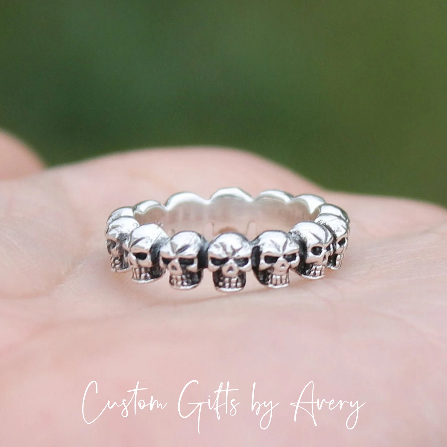 Sterling Silver 3D Skulls Ring