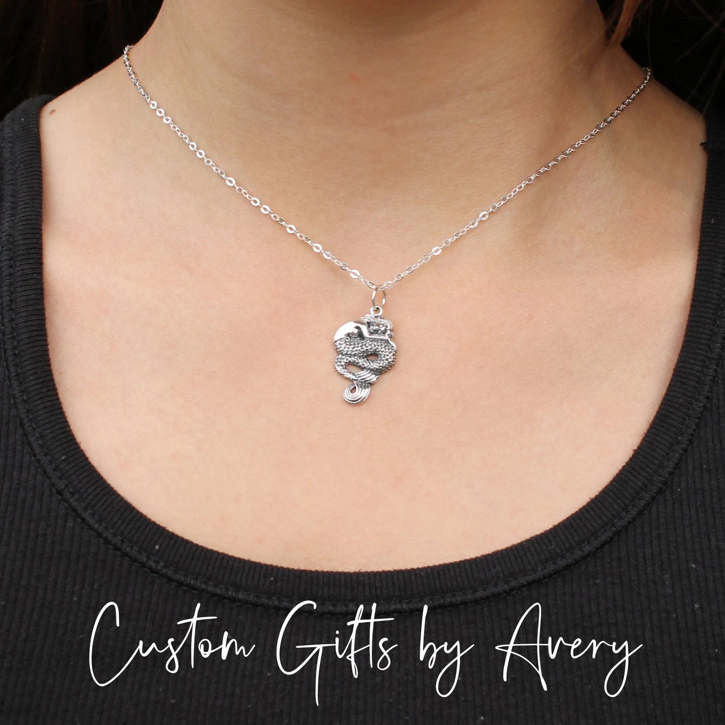 Sterling Silver Sleeping Mermaid Necklace