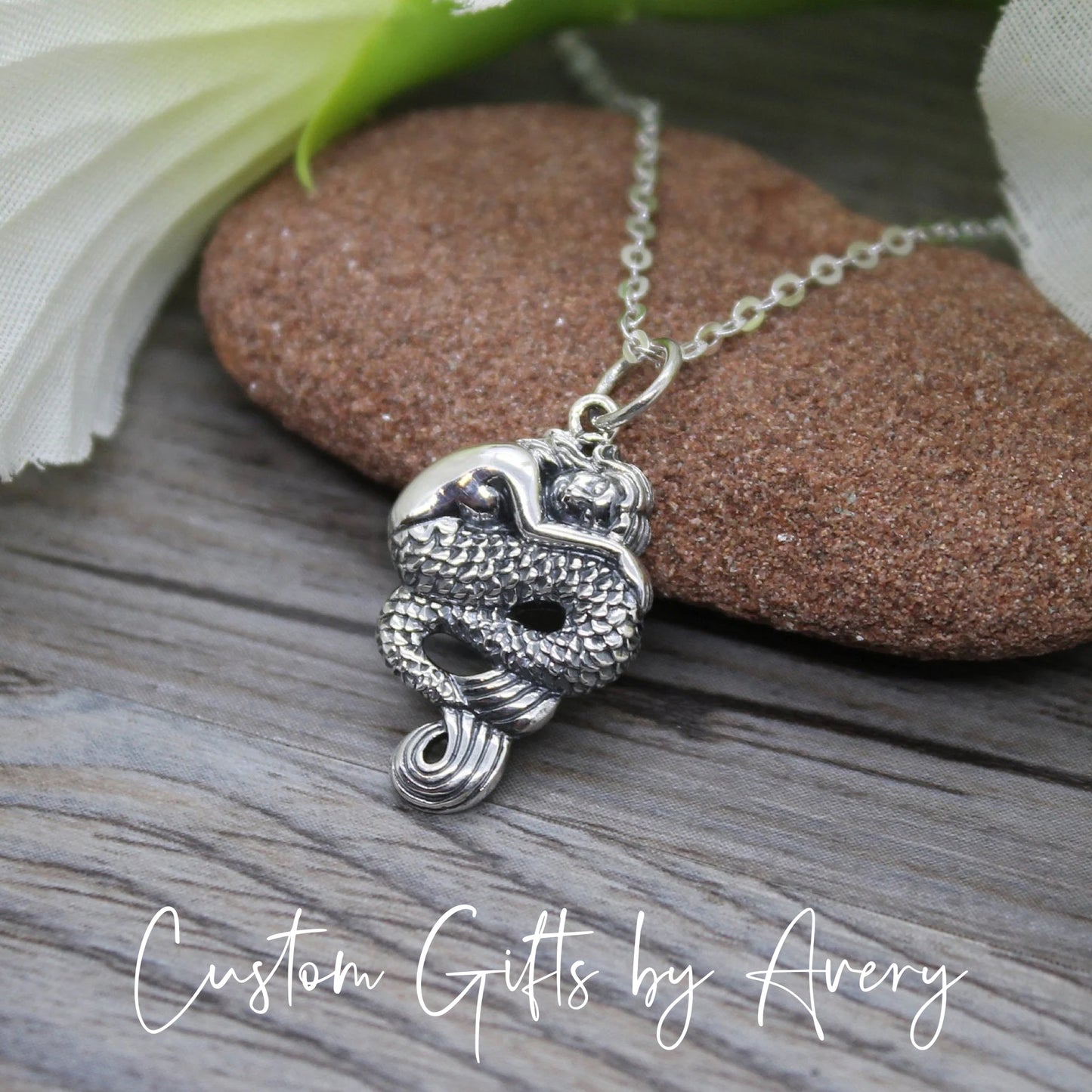 Sterling Silver Sleeping Mermaid Necklace