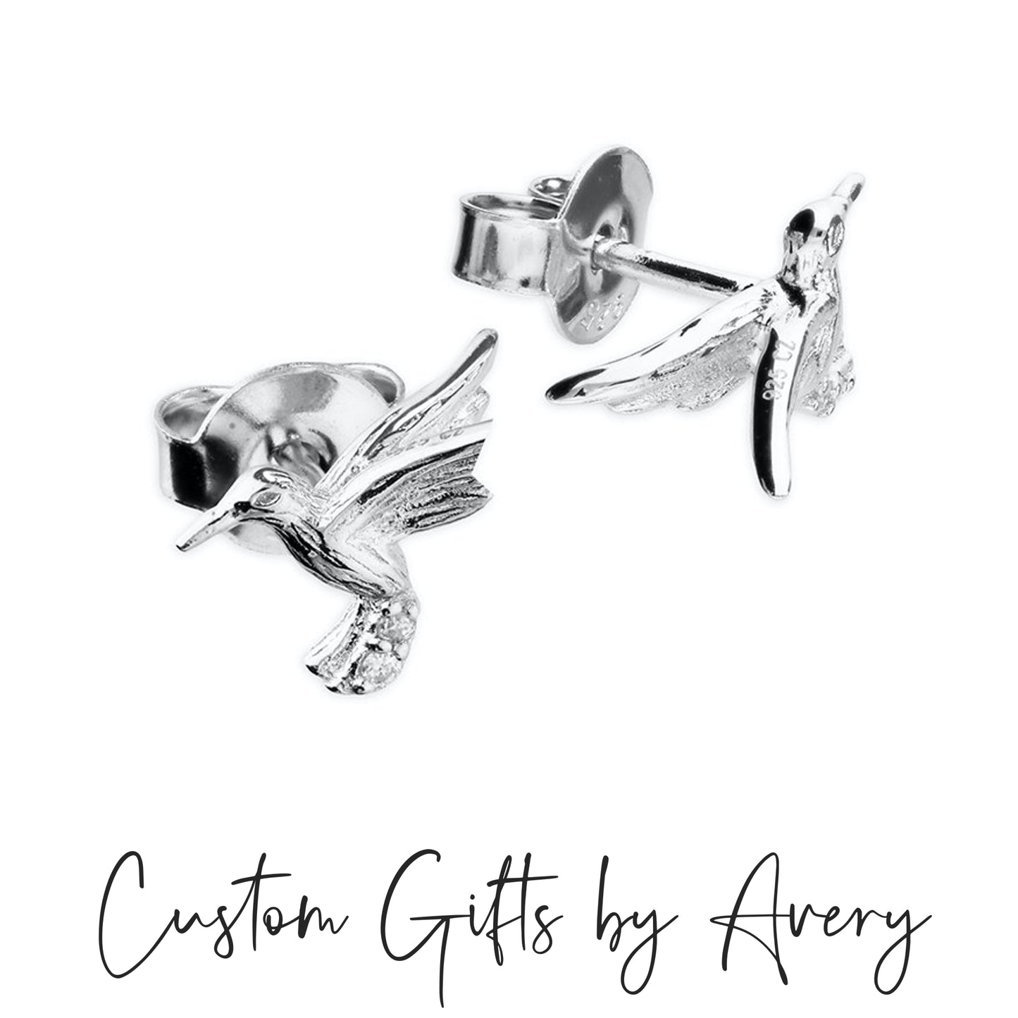 Tiny Sterling Silver Hummingbird Stud Earrings