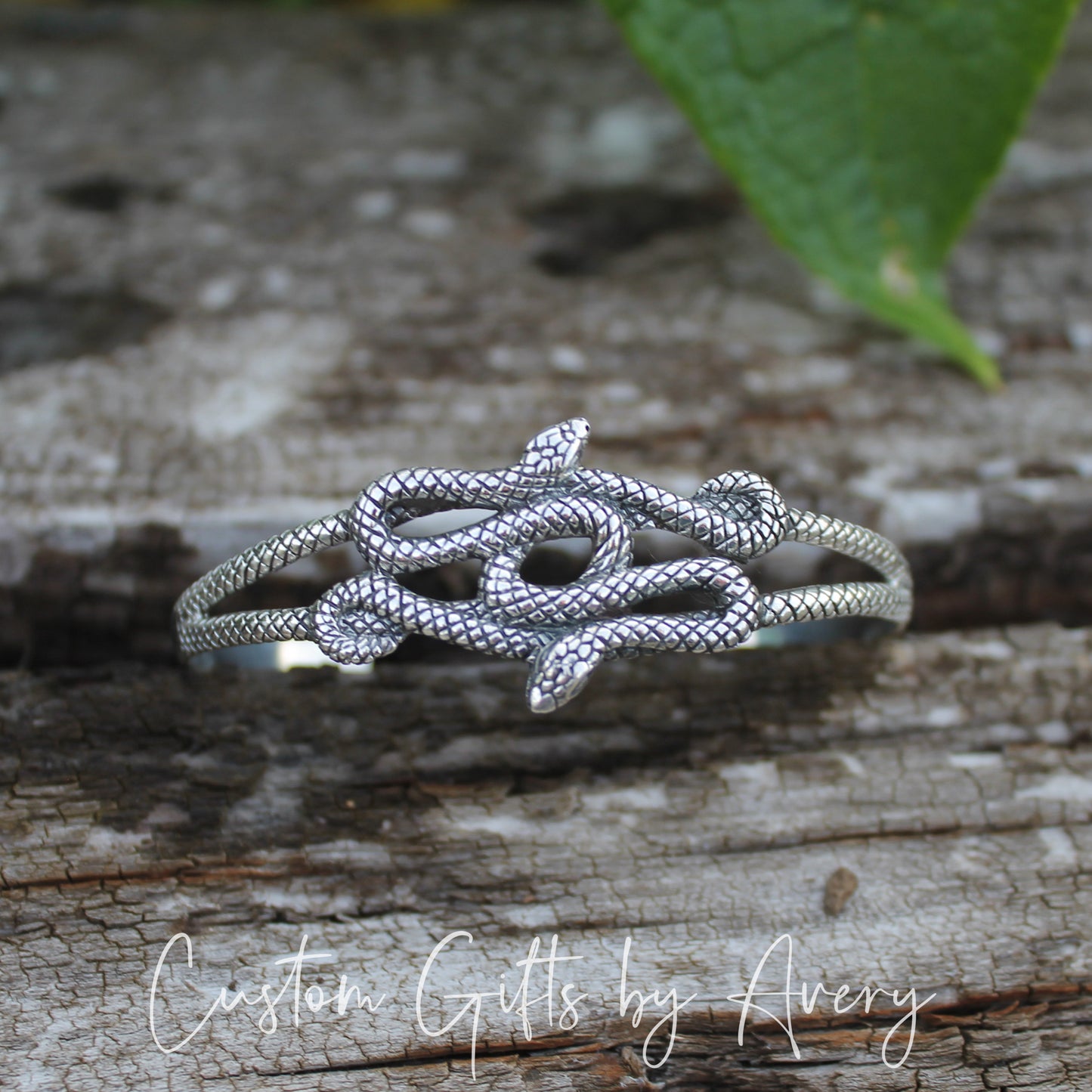 Adjustable Sterling Silver Double Snake Cuff Bracelet