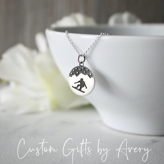 Sterling Silver Snowboarder Necklace