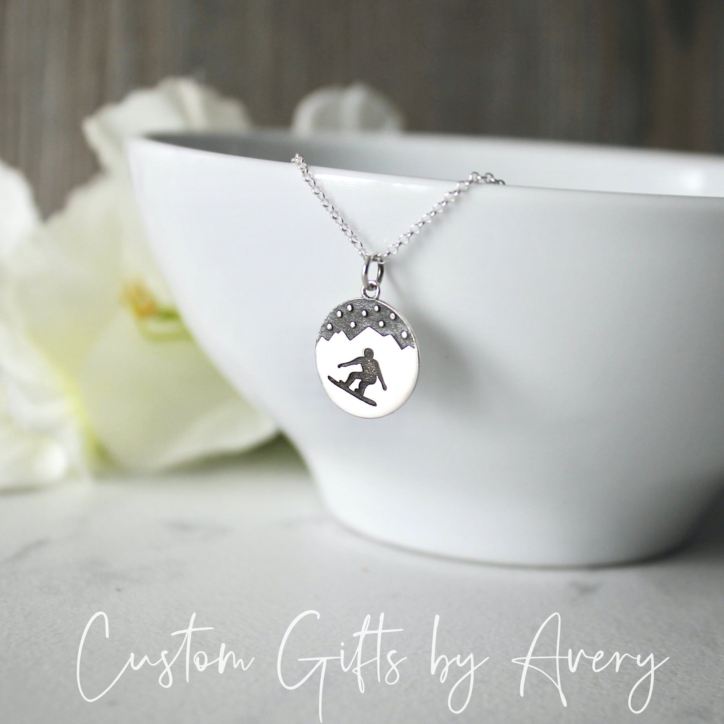 Sterling Silver Snowboarder Necklace