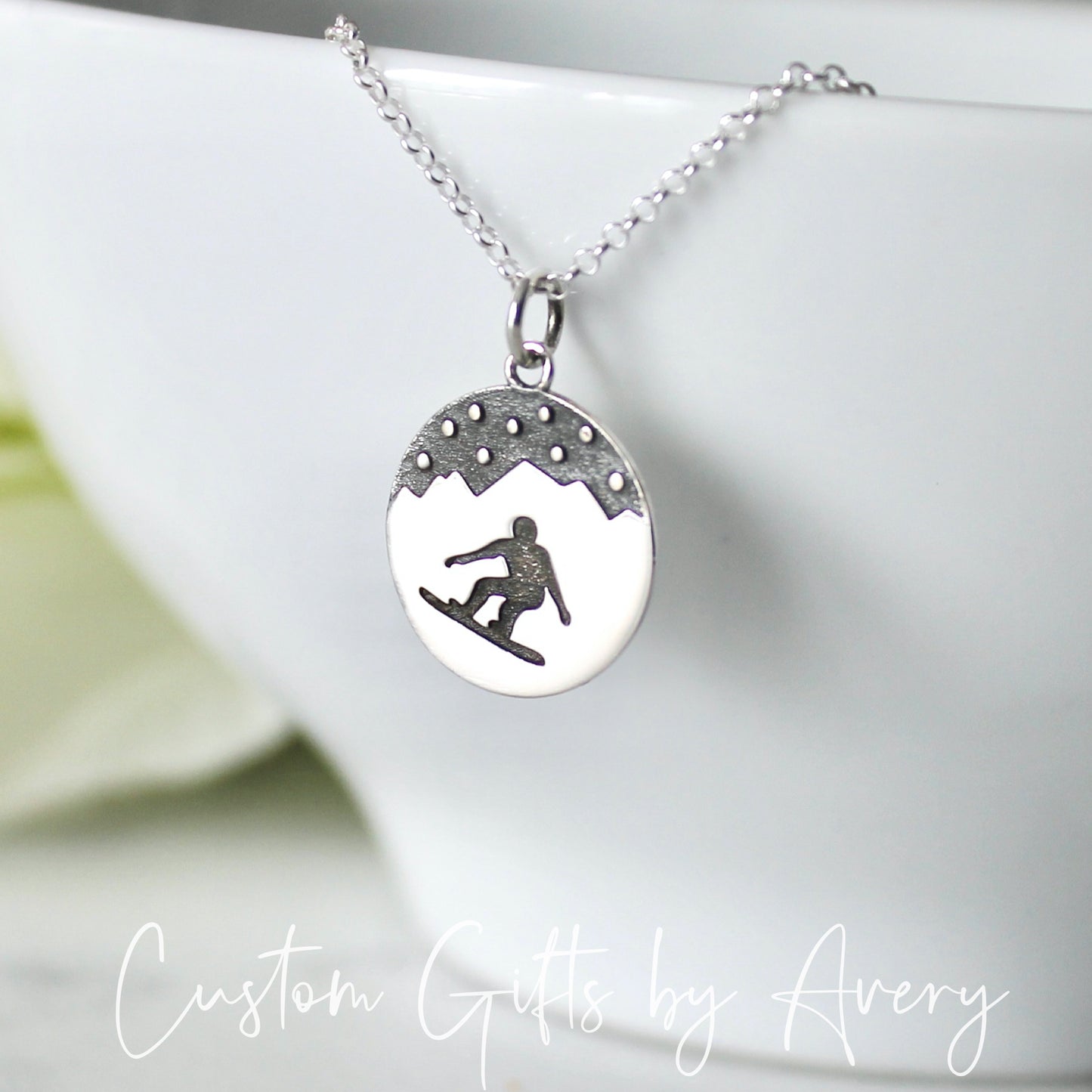 Sterling Silver Snowboarder Necklace