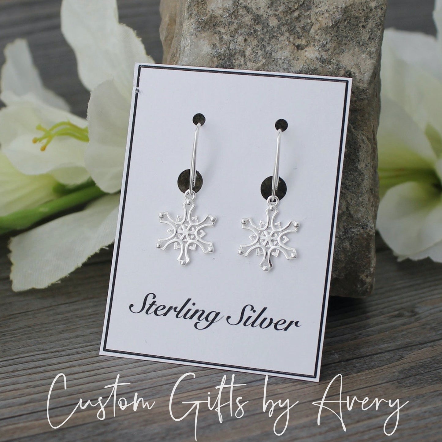 Sterling Silver Snowflake Earrings