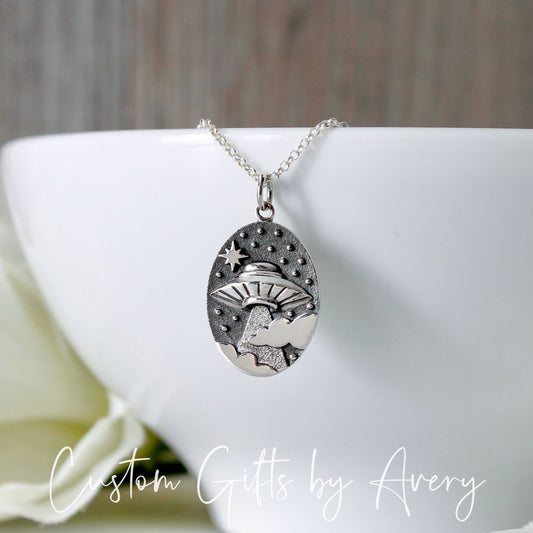 Sterling Silver Oval UFO Necklace