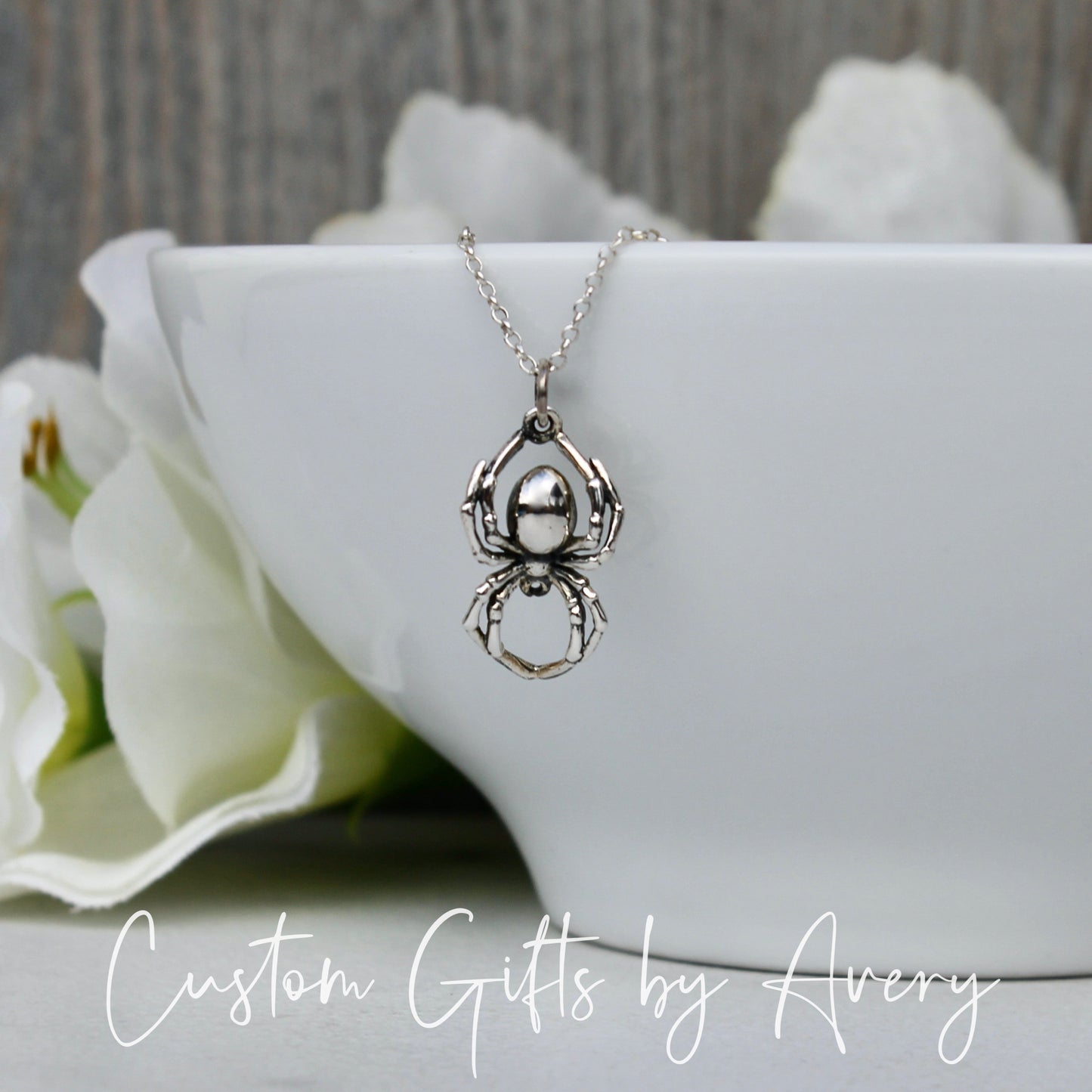 Sterling Silver Spider Necklace