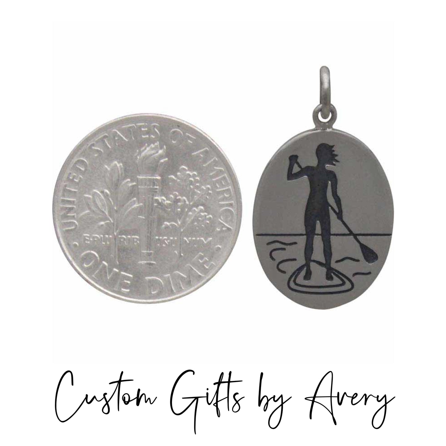 Sterling Silver Stand Up Paddle Board Necklace