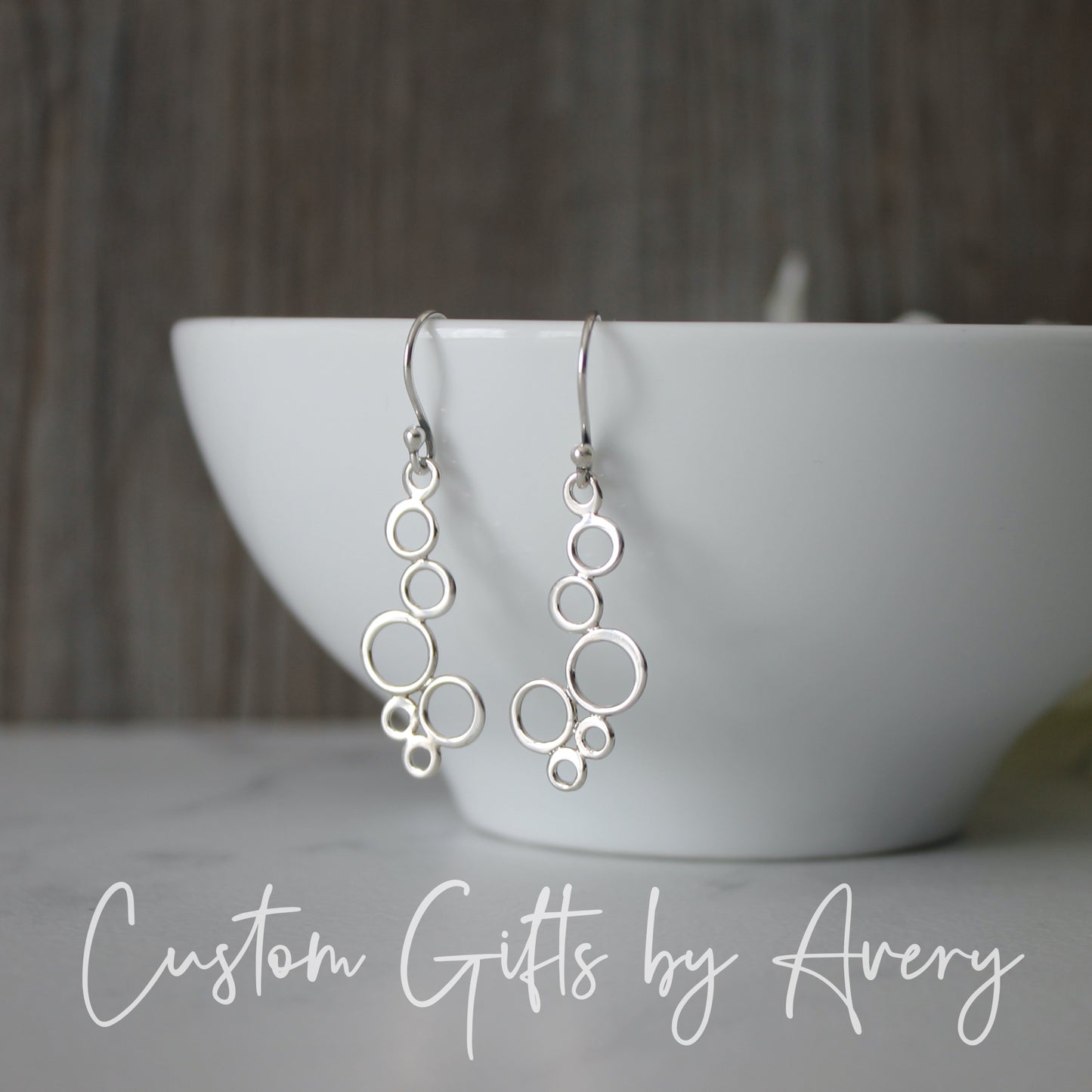 Sterling Silver Cascading Circle Cluster Earrings