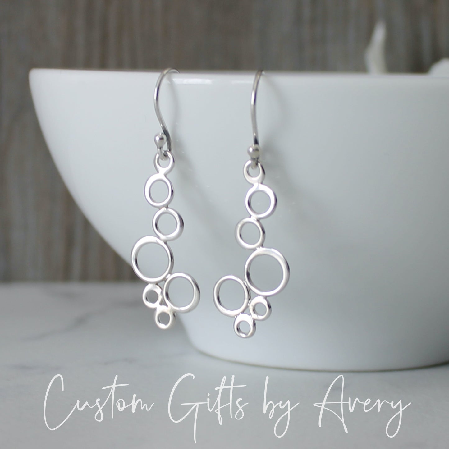 Sterling Silver Cascading Circle Cluster Earrings