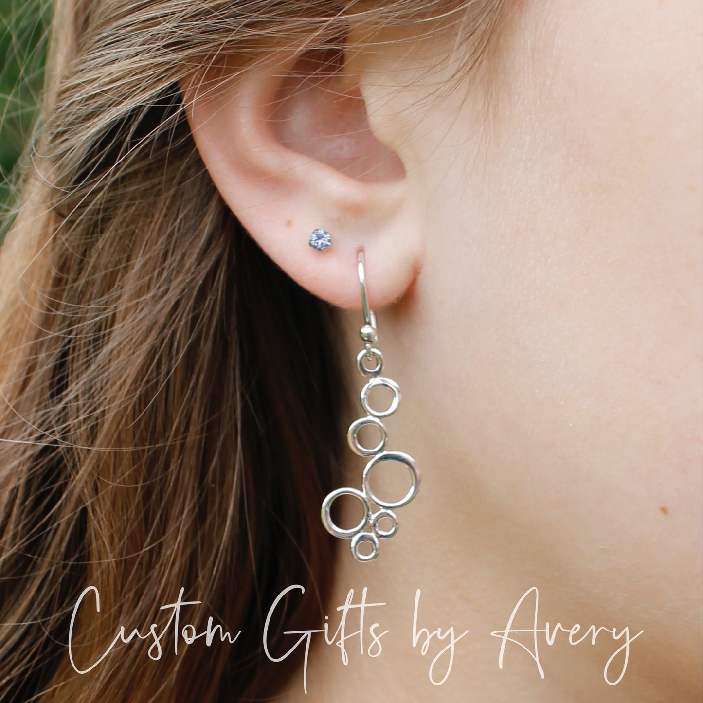 Sterling Silver Cascading Circle Cluster Earrings