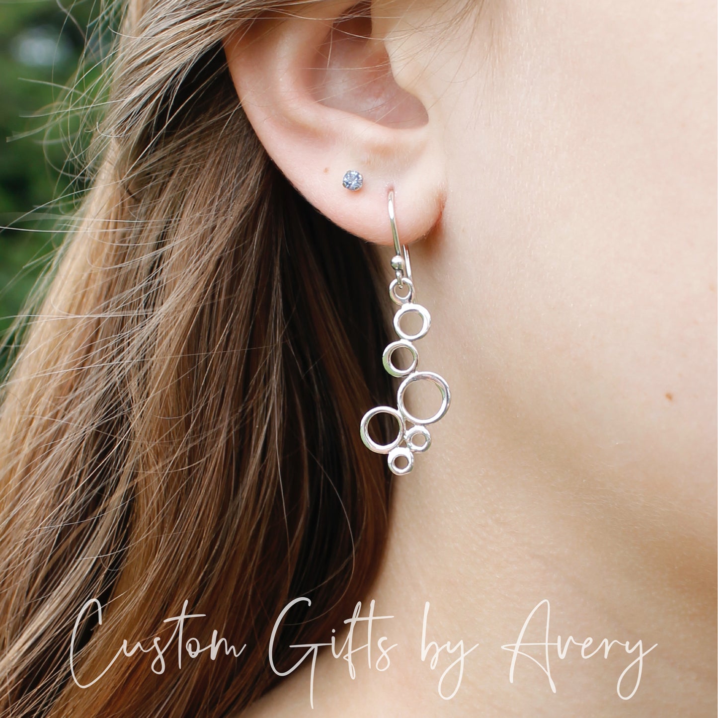 Sterling Silver Cascading Circle Cluster Earrings