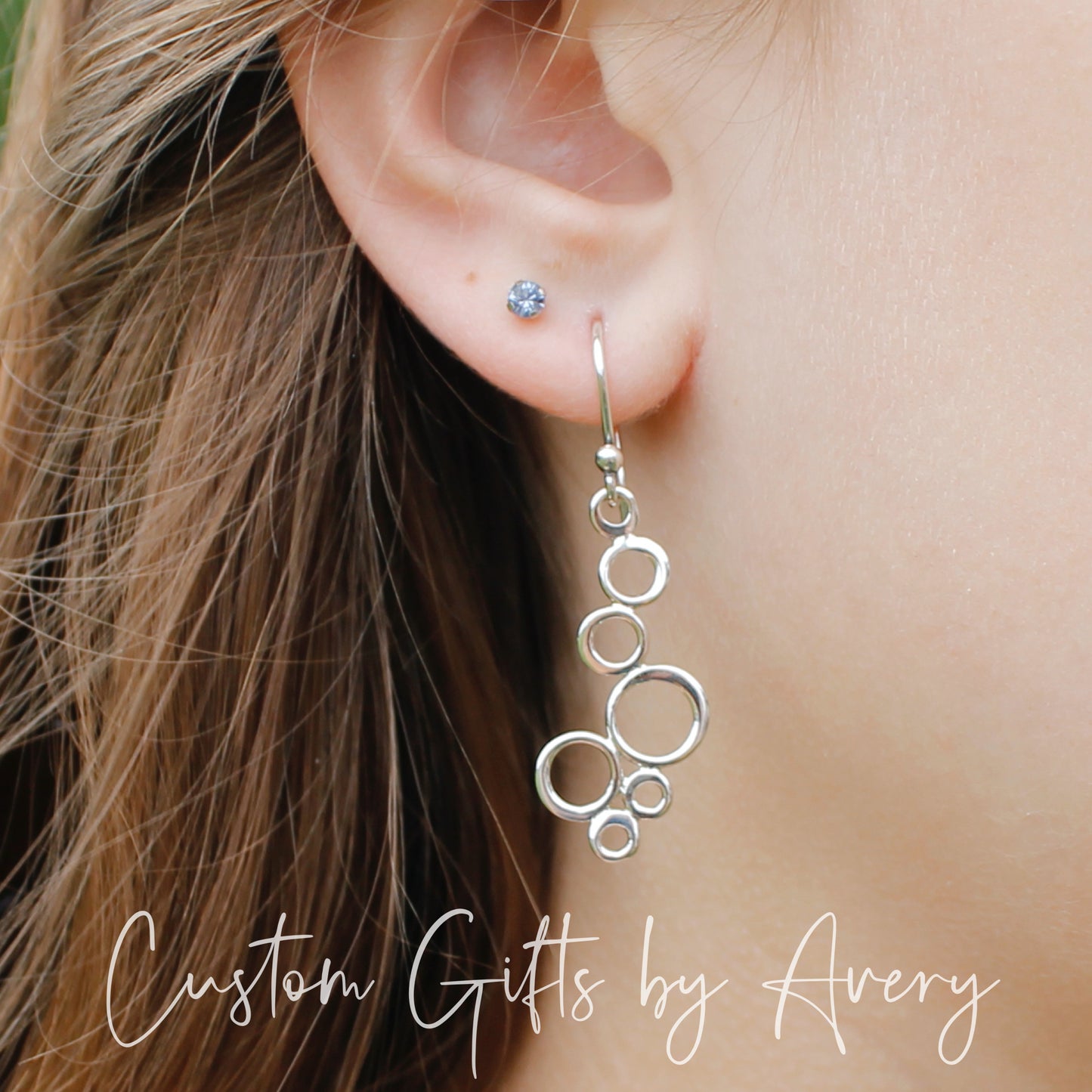 Sterling Silver Cascading Circle Cluster Earrings