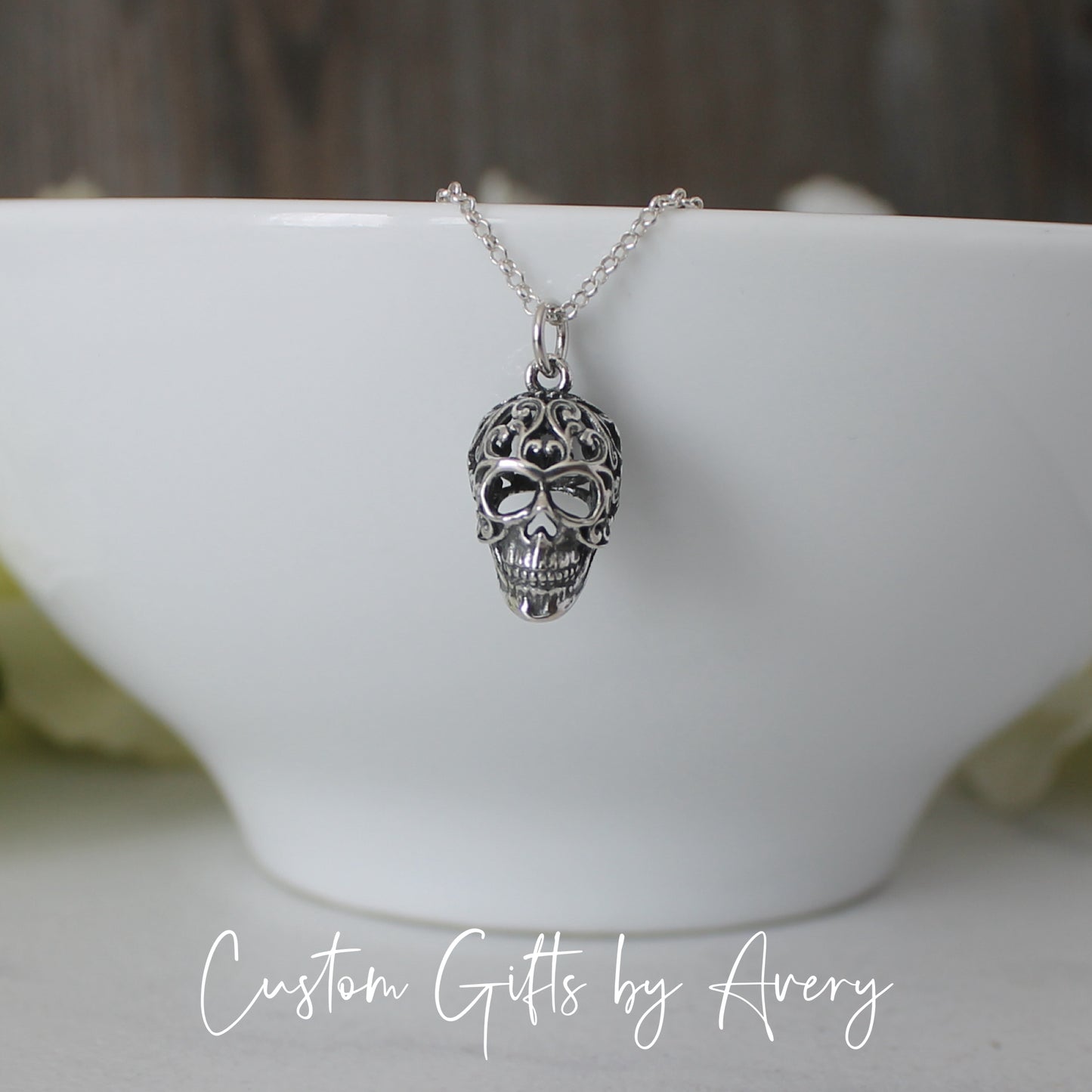 Sterling Silver Skull Skull Necklace