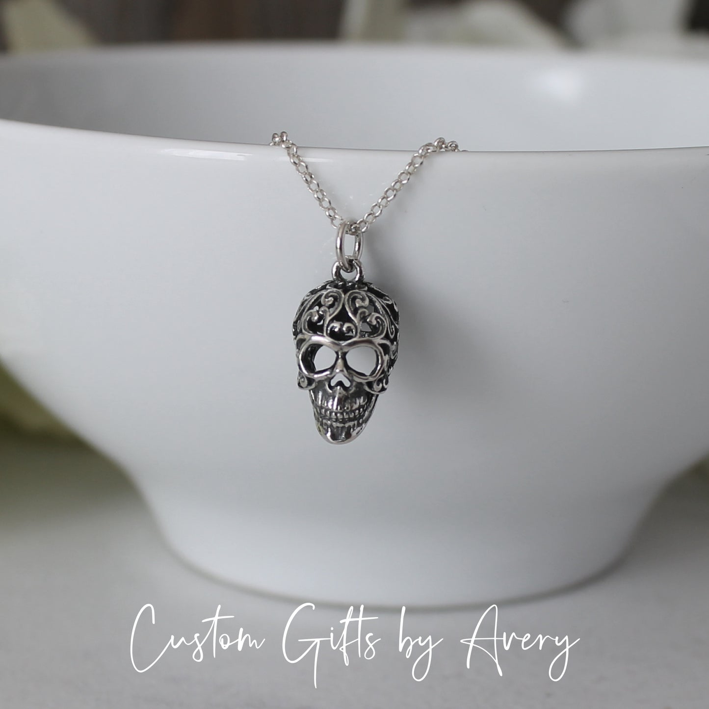 Sterling Silver Skull Skull Necklace