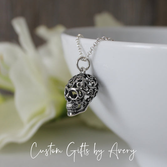 Sterling Silver Skull Skull Necklace