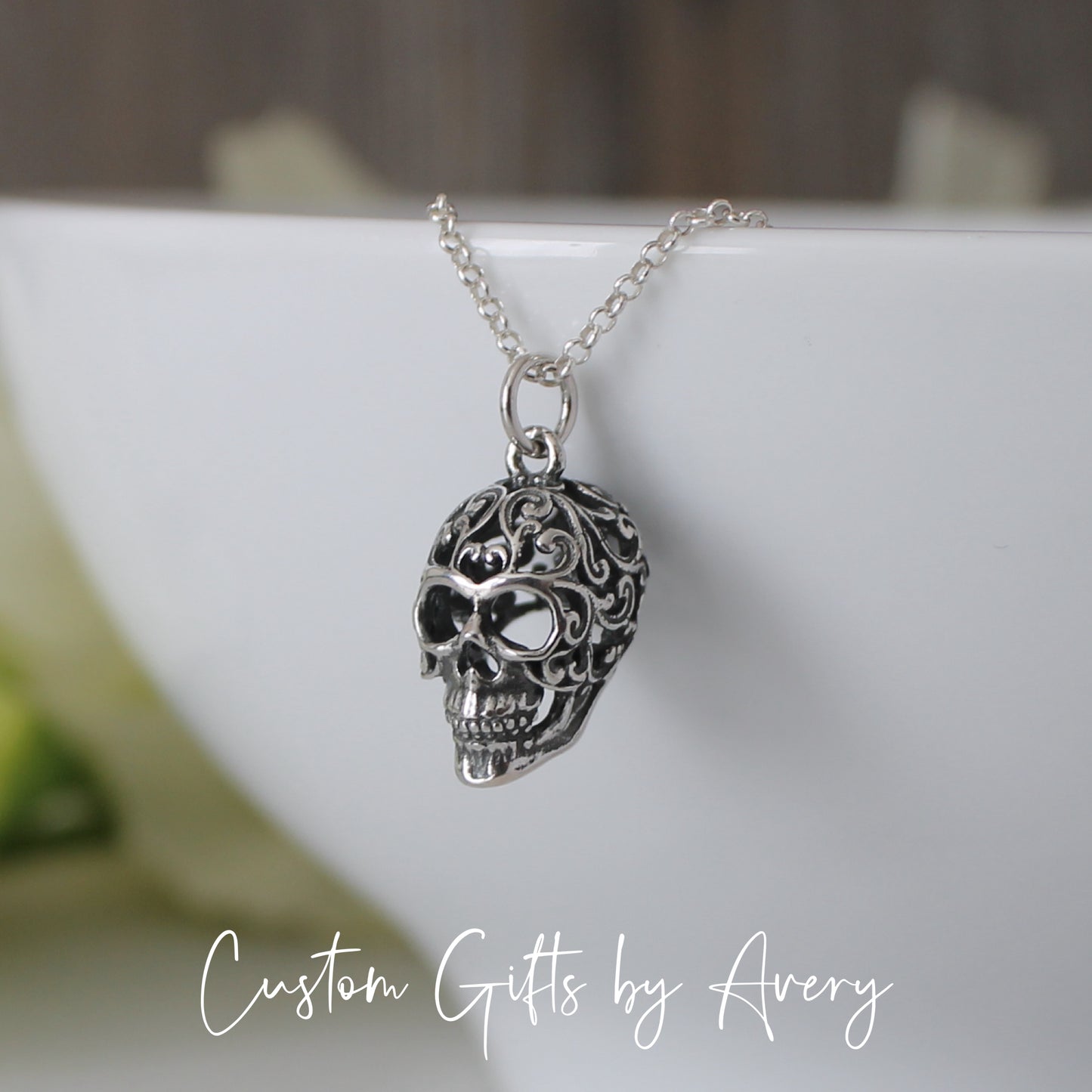 Sterling Silver Skull Skull Necklace