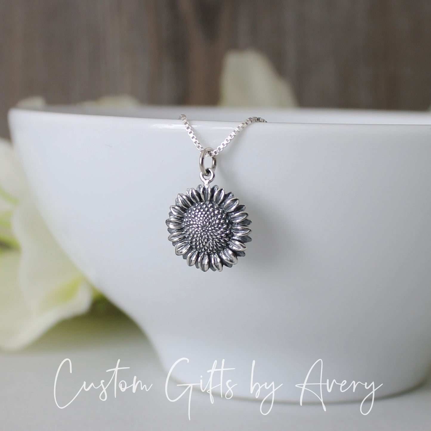 Sterling Silver Sunflower Necklace