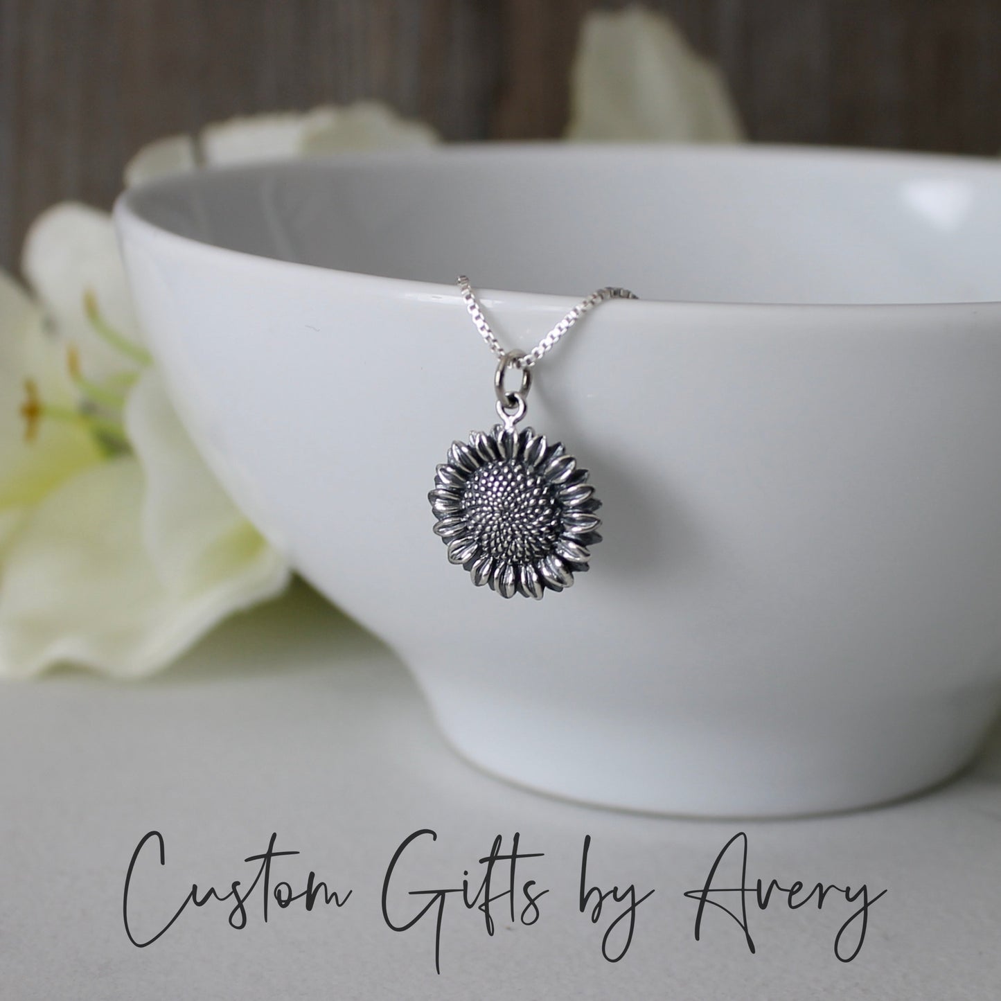 Sterling Silver Sunflower Necklace