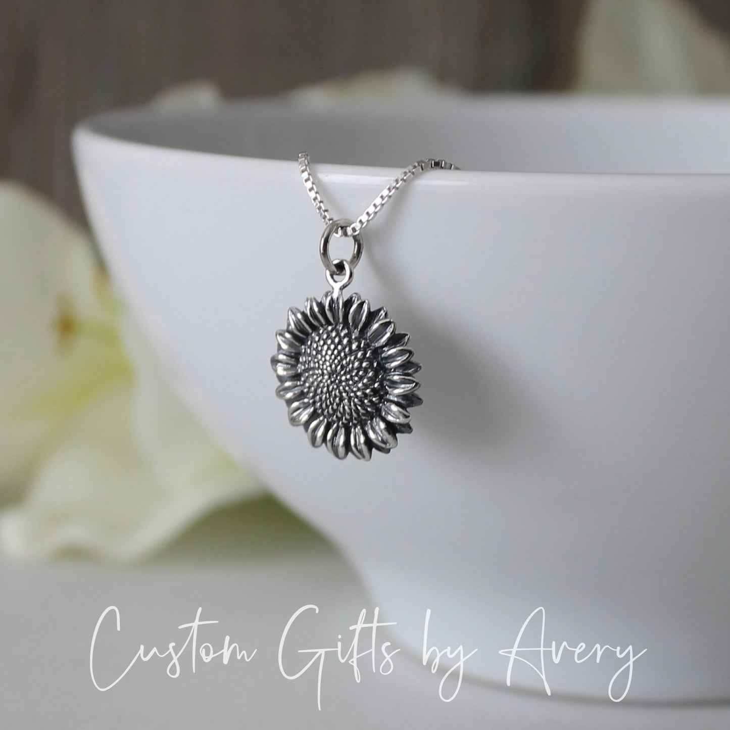 Sterling Silver Sunflower Necklace