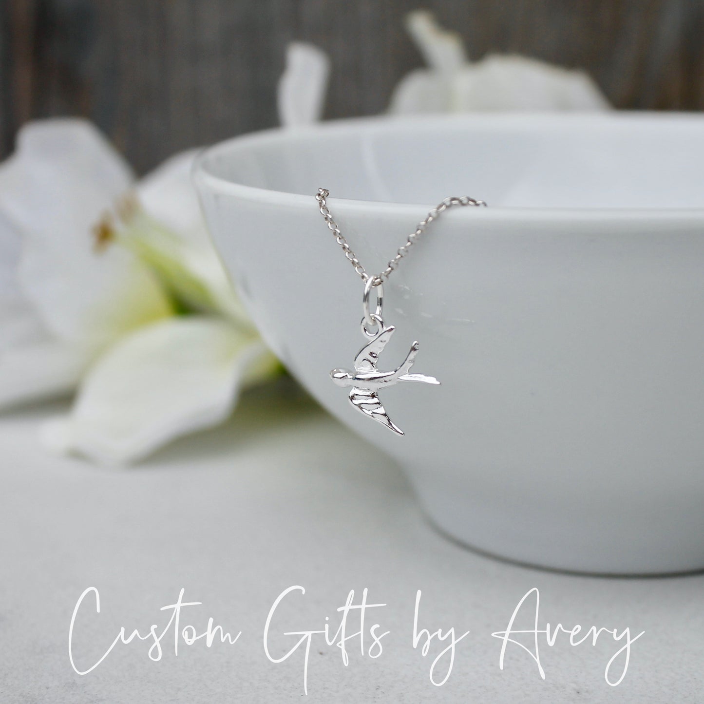 Petite Sterling Silver Swallow Necklace