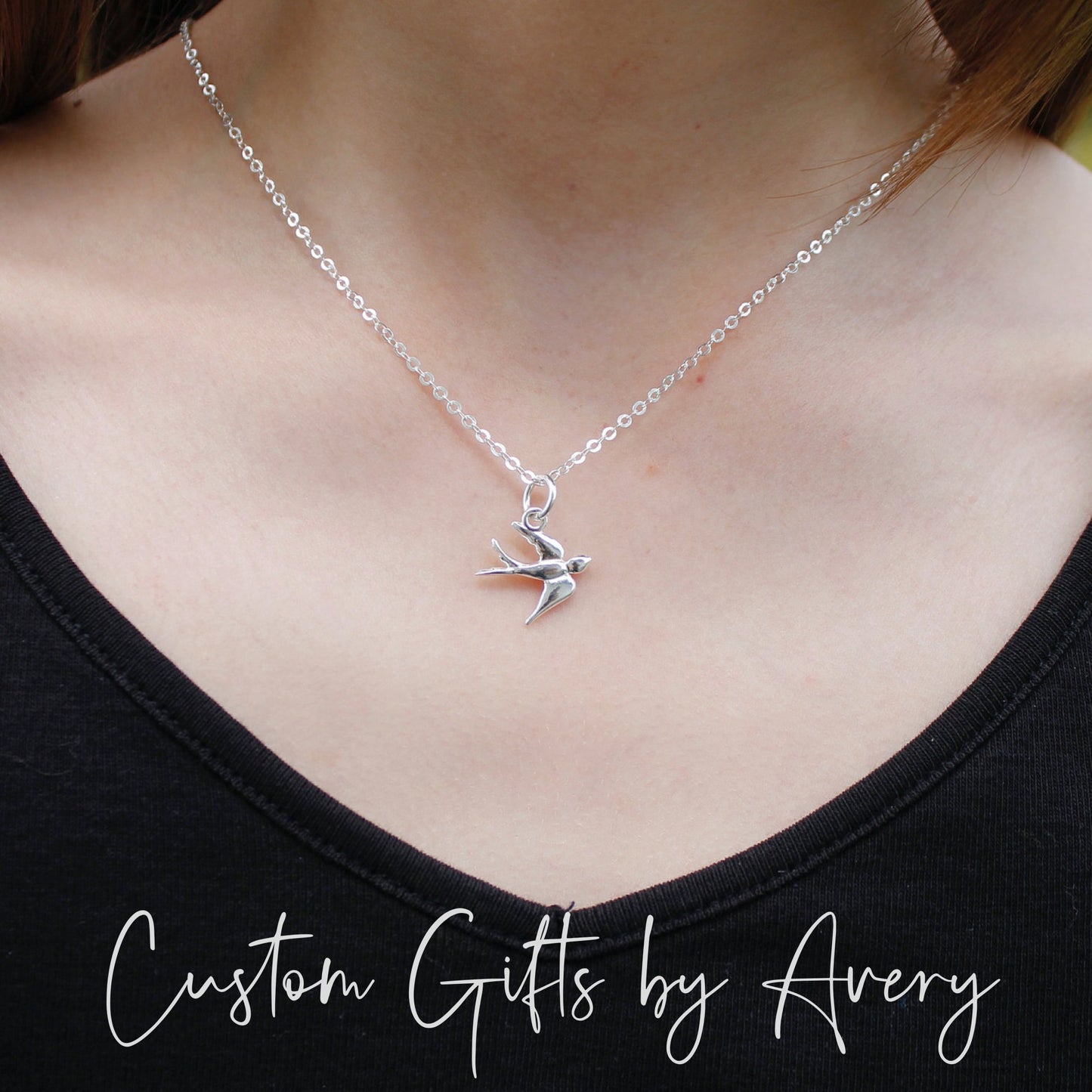 Petite Sterling Silver Swallow Necklace