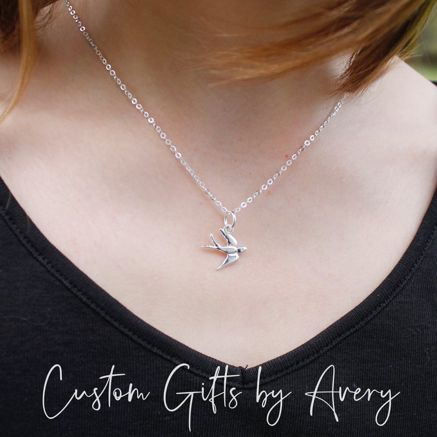 Petite Sterling Silver Swallow Necklace