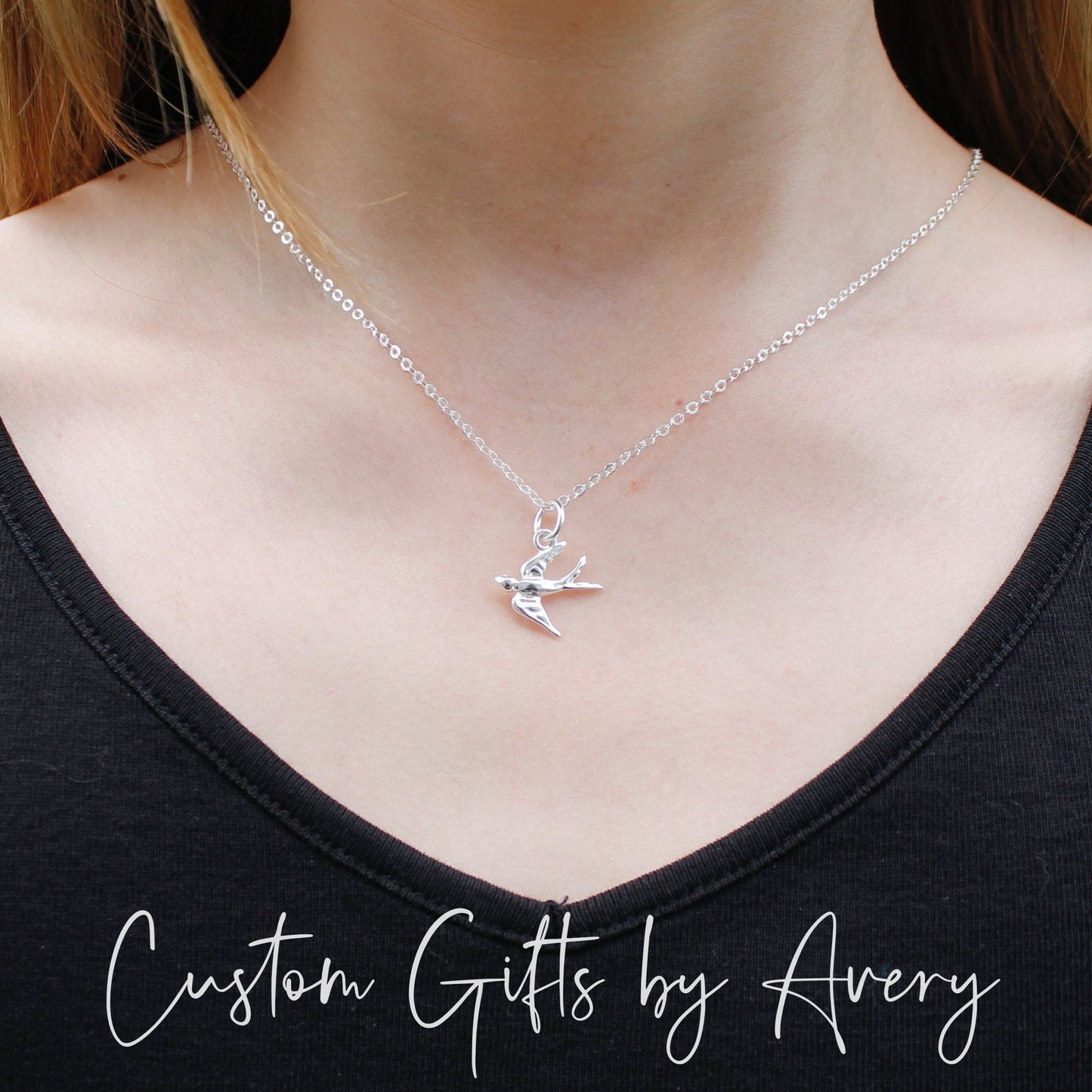 Petite Sterling Silver Swallow Necklace