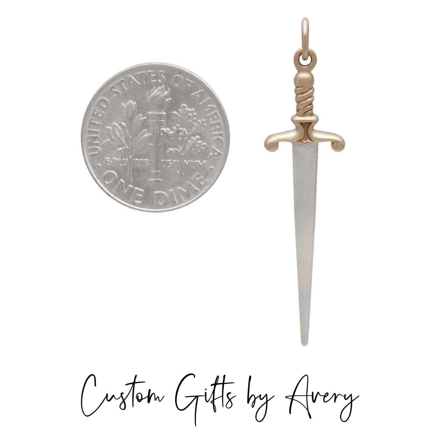 Sterling Silver and Bronze Sword Pendant Necklace