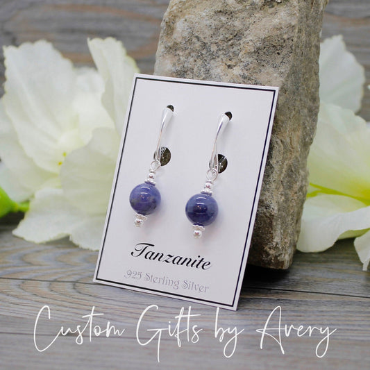 Sterling Silver & Tanzanite Drop Earrings