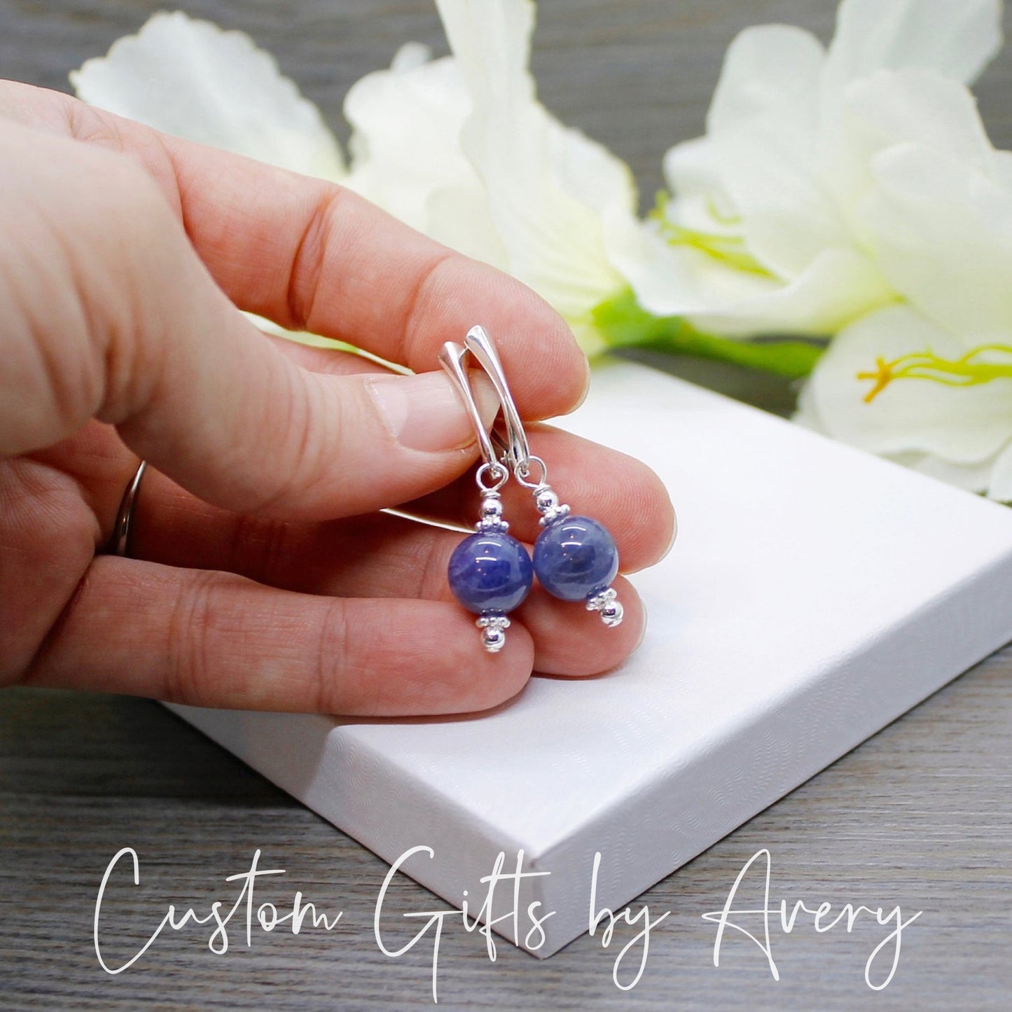 Sterling Silver & Tanzanite Drop Earrings