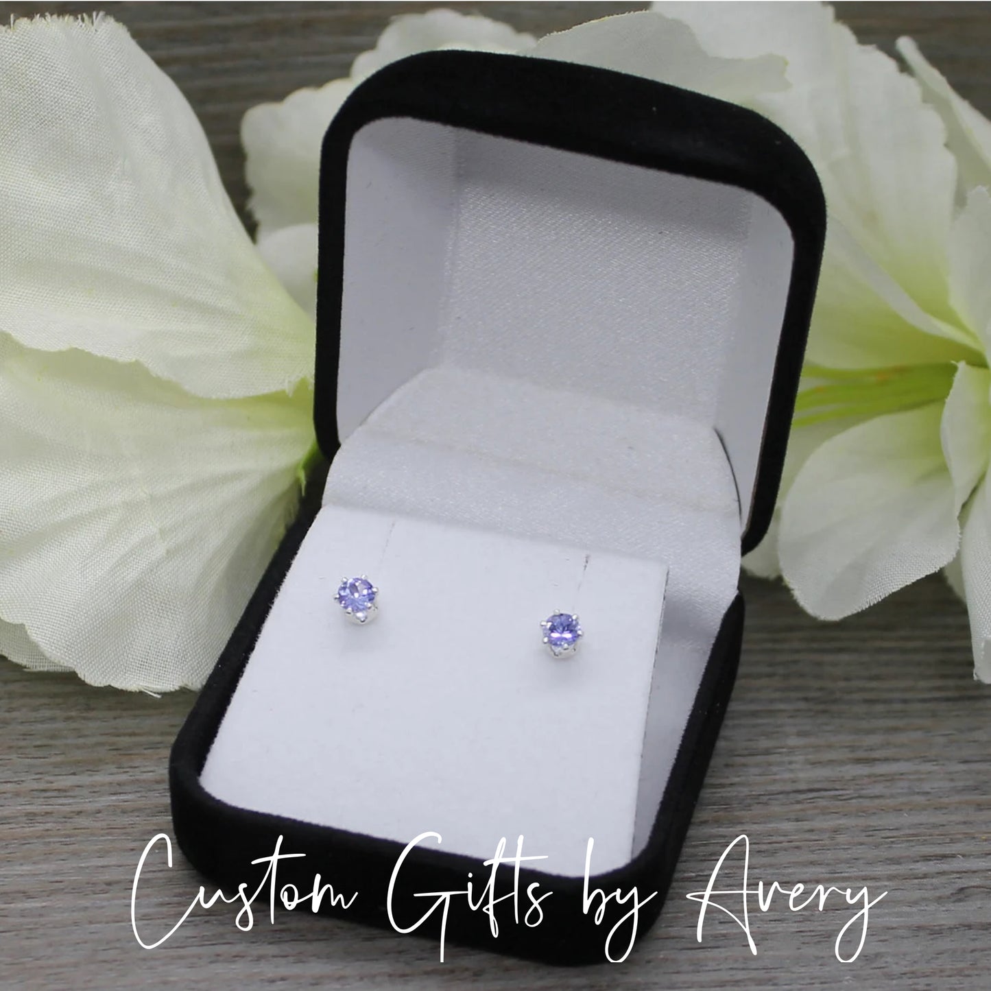 Tiny Sterling Silver & Genuine Tanzanite Studs ~ 4mm