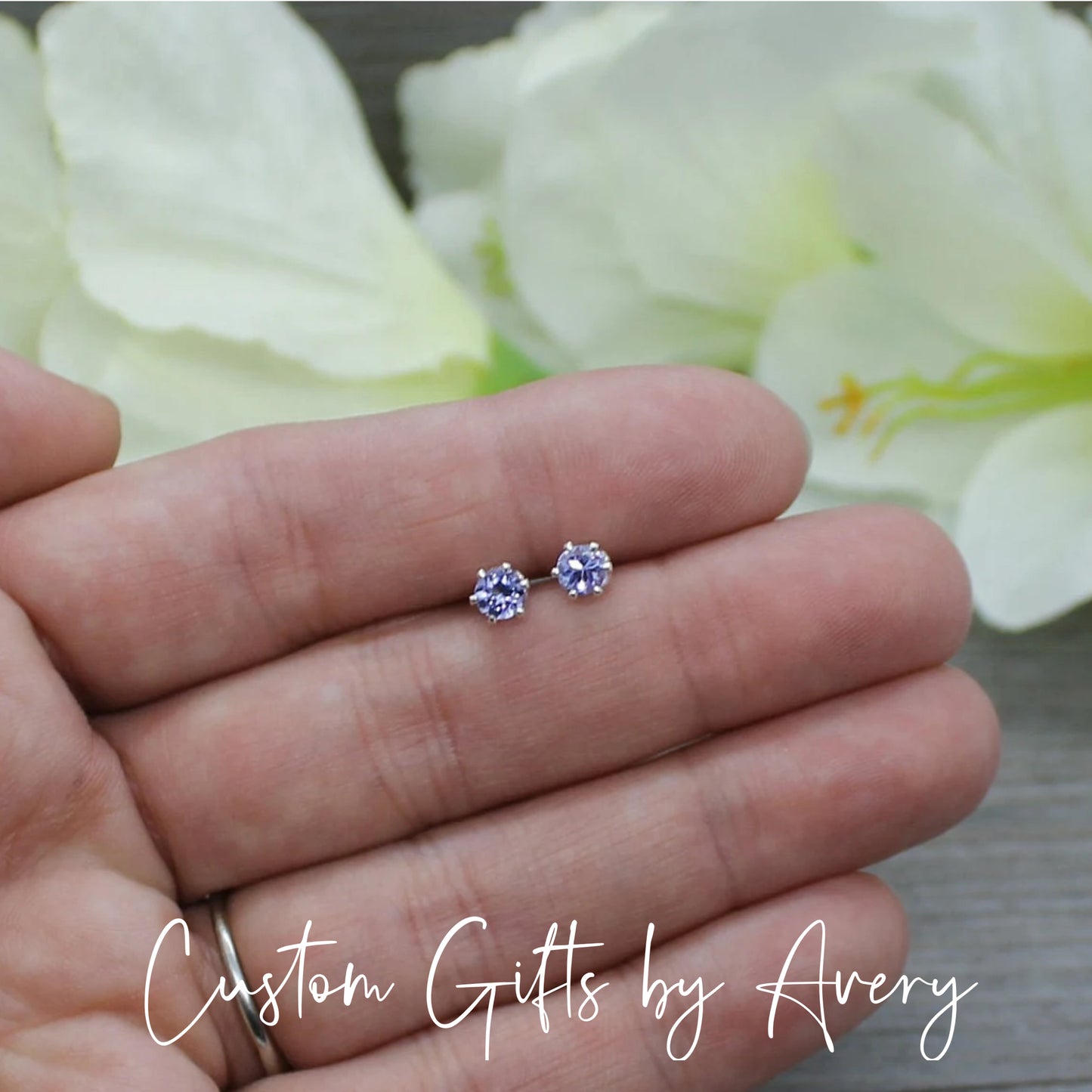 Tiny Sterling Silver & Genuine Tanzanite Studs ~ 4mm